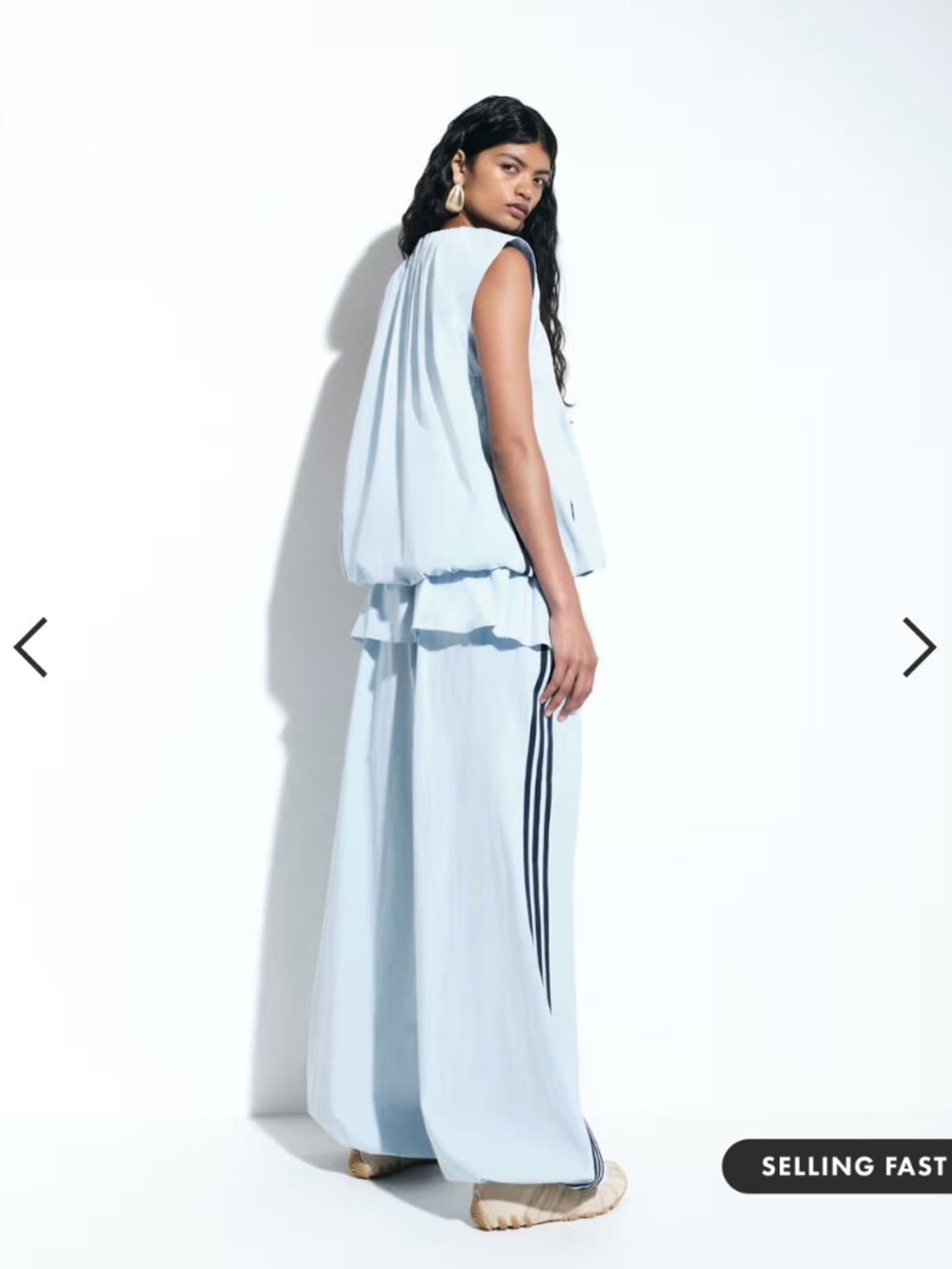adidas Originals x ASOS women's balloon pants with skirt overlay in blue, S - Picture 5 of 8